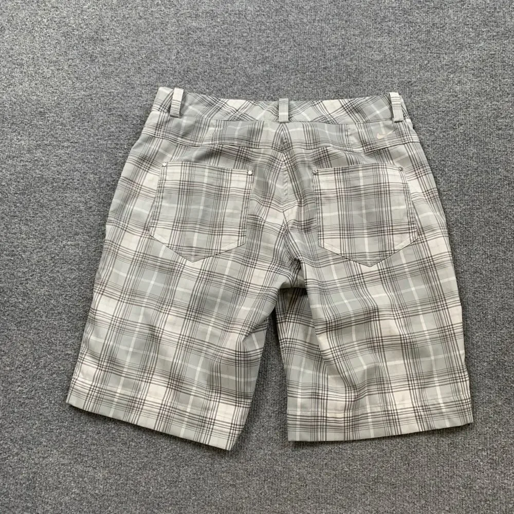 Nike Shorts Womens 6 Grey Golf Dri Fit Tour Performance Plaid Bermuda 5 Pocket